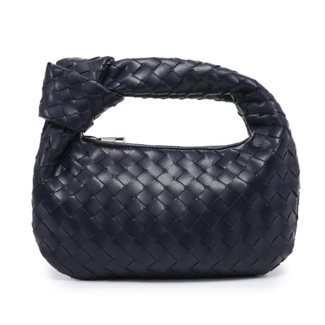 2021 Fashion Handmade Woven Bag Luxury Woven Leather Printed Shoulder Bag Lady Crossbody Hobo PU Knotted Handle Casual Handbag