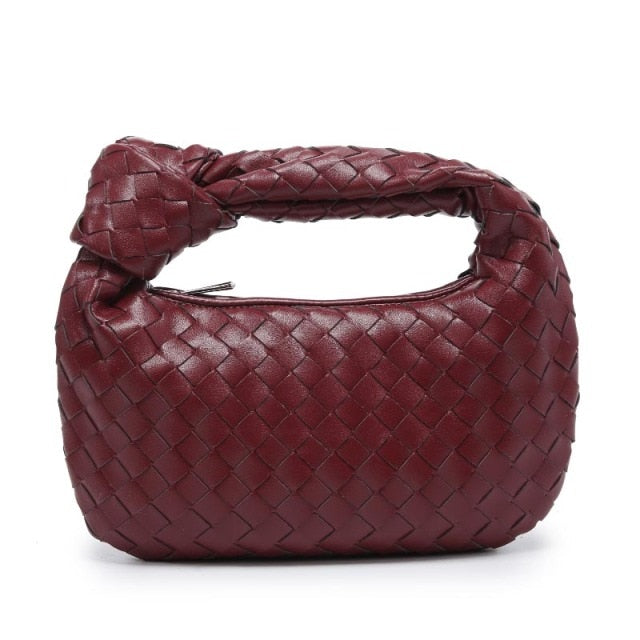 2021 Fashion Handmade Woven Bag Luxury Woven Leather Printed Shoulder Bag Lady Crossbody Hobo PU Knotted Handle Casual Handbag