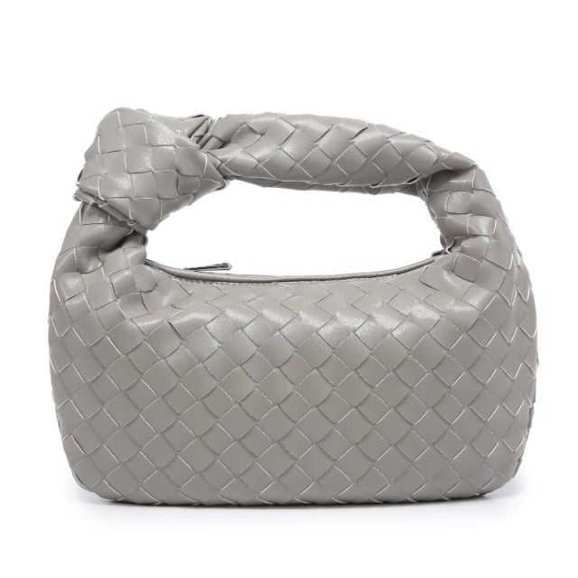 2021 Fashion Handmade Woven Bag Luxury Woven Leather Printed Shoulder Bag Lady Crossbody Hobo PU Knotted Handle Casual Handbag