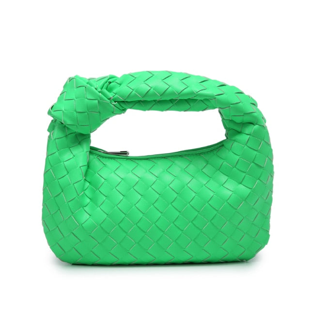 2021 Fashion Handmade Woven Bag Luxury Woven Leather Printed Shoulder Bag Lady Crossbody Hobo PU Knotted Handle Casual Handbag