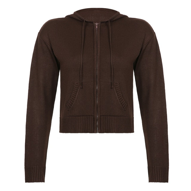 Rapcopter Solid Kintted Jackets y2k Casual Coat Long Sleeve Cute Harajuku Basic Outwear Autumn Winter Hoodies Women Korean Tops