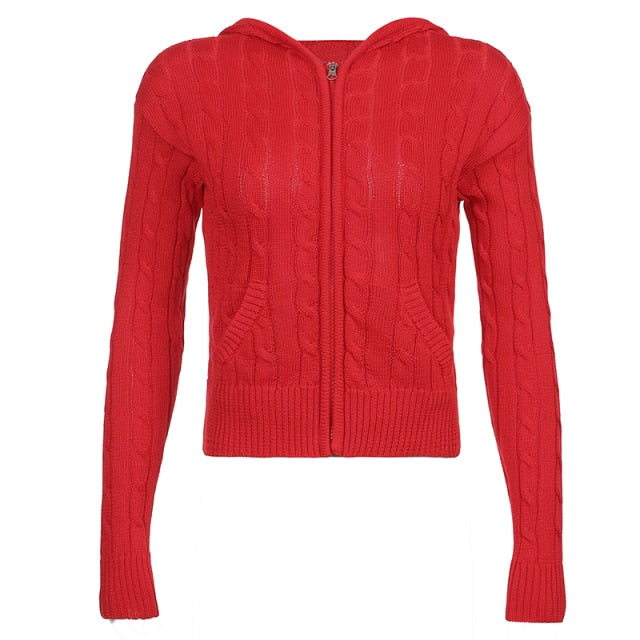 Rapcopter Solid Kintted Jackets y2k Casual Coat Long Sleeve Cute Harajuku Basic Outwear Autumn Winter Hoodies Women Korean Tops