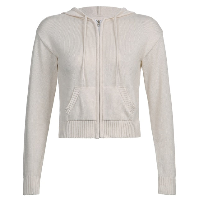 Rapcopter Solid Kintted Jackets y2k Casual Coat Long Sleeve Cute Harajuku Basic Outwear Autumn Winter Hoodies Women Korean Tops