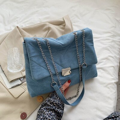 High Capacity Denim Women Shoulder Crossboody Bags 2021 New Luxury Brand Design Ladies Messenger bags Handbag Purses Qualited