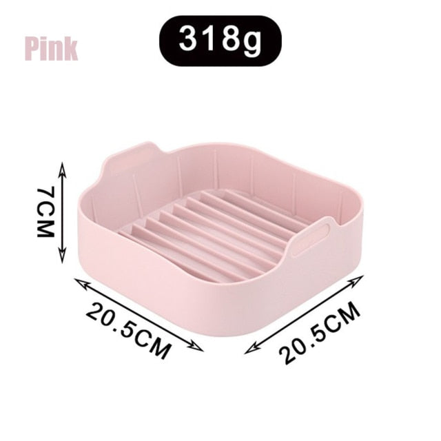 AirFryer Silicone Pot Square Air Fryers Oven Baking Tray Bread Fried Chicken Pizza Basket Mat Replacemen Grill Pan Accessories