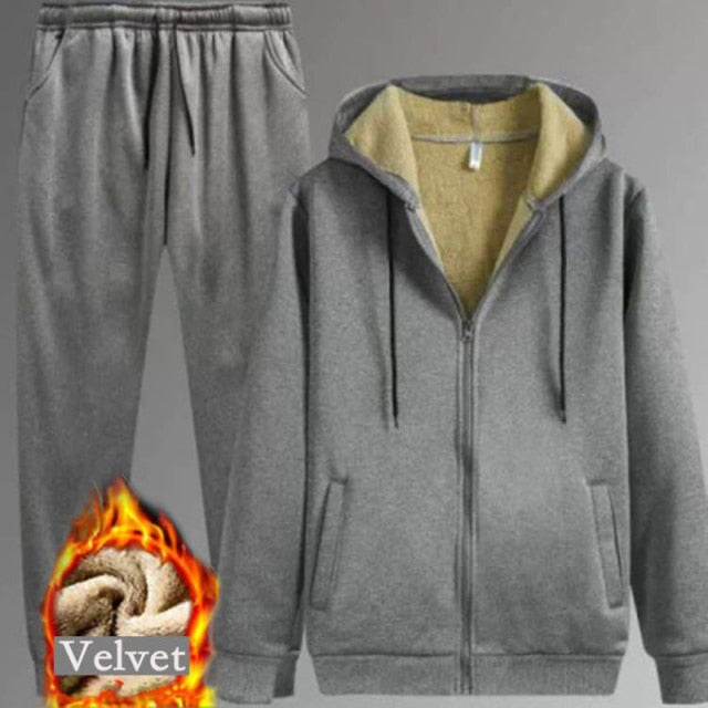 Warm Sport Suit Men 3 Pieces/Set Winter Sportsuit 2021 New Thermal Hoodies Sets Fleece Tracksuit Windproof Gym Run Sportswear