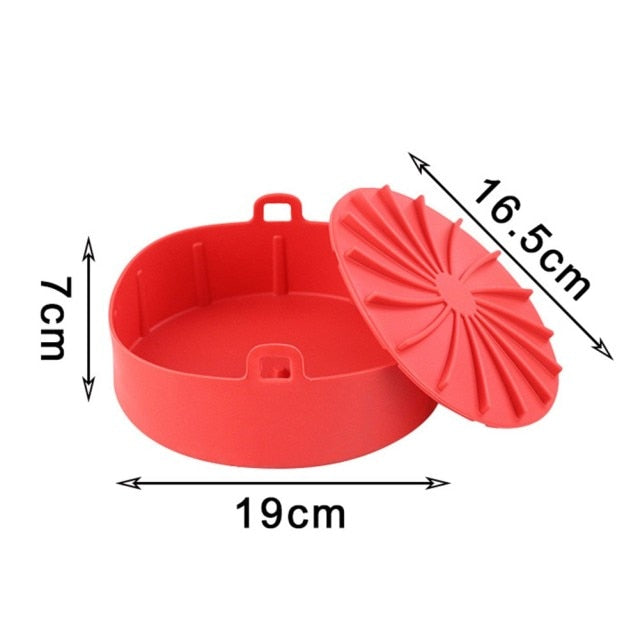 AirFryer Silicone Pot Square Air Fryers Oven Baking Tray Bread Fried Chicken Pizza Basket Mat Replacemen Grill Pan Accessories