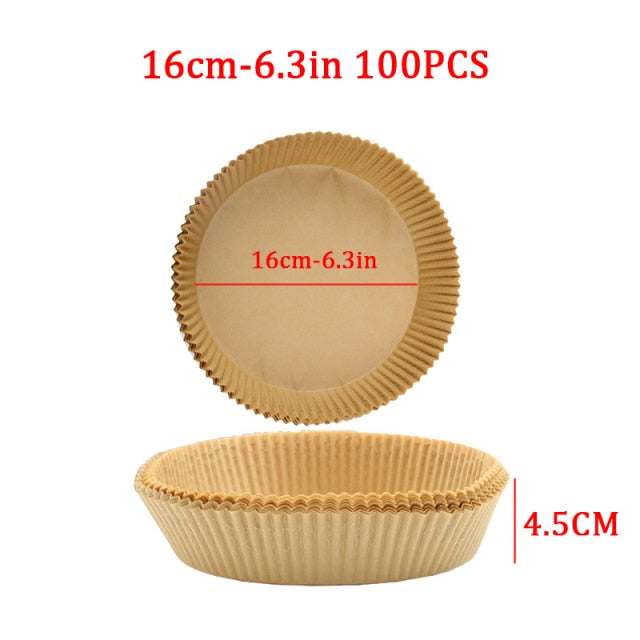 50/100pcs 16/20cm Air Fryer Disposable Paper Liner Mat Oil-proof Non-Stick Mat Microwave Oven Parchment Paper kitchen Cookers