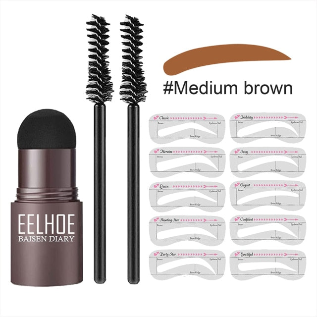 2023 One Step Eyebrow Stamp Shaping Kit Set Makeup Brow Pen Waterproof Contour Stencil Natural Stick Hairline Powder Enhance