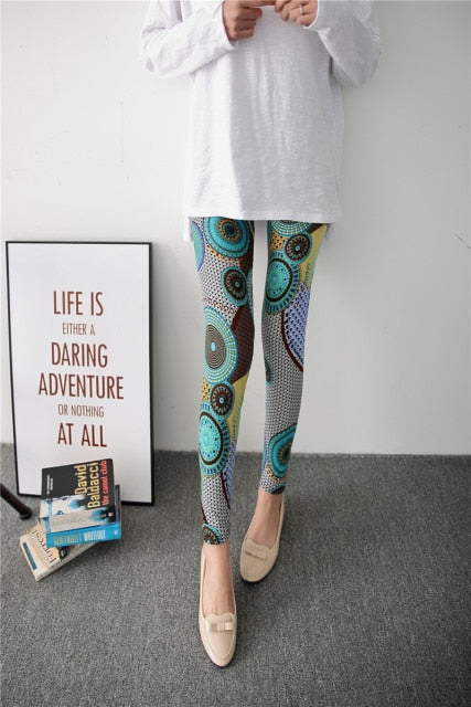 High Waist Fitness Leggings Women Graffiti Cartoon Printing Milk Silk Leggings Women Pants