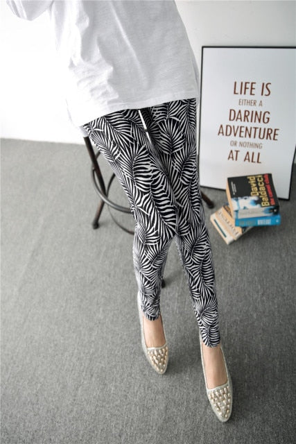 High Waist Fitness Leggings Women Graffiti Cartoon Printing Milk Silk Leggings Women Pants