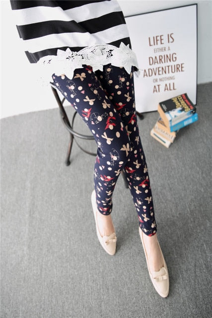 High Waist Fitness Leggings Women Graffiti Cartoon Printing Milk Silk Leggings Women Pants
