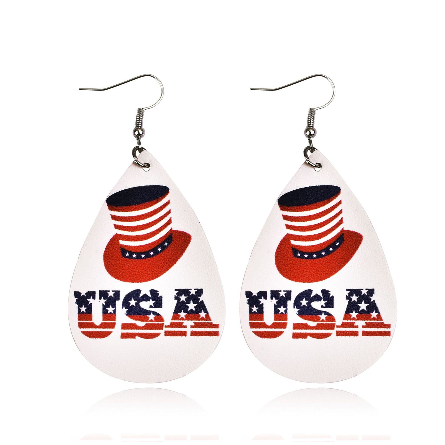 European and American cross-border earrings American flag earrings PU leather multi-layer drop earrings women's five-pointed star earrings