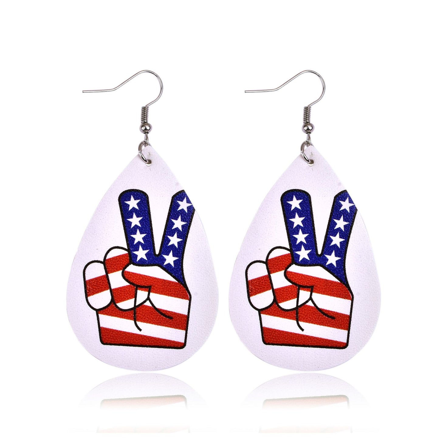 European and American cross-border earrings American flag earrings PU leather multi-layer drop earrings women's five-pointed star earrings