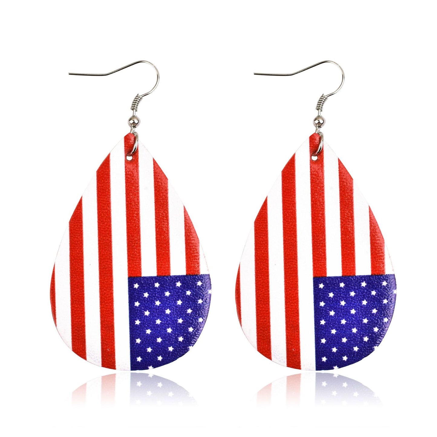 European and American cross-border earrings American flag earrings PU leather multi-layer drop earrings women's five-pointed star earrings