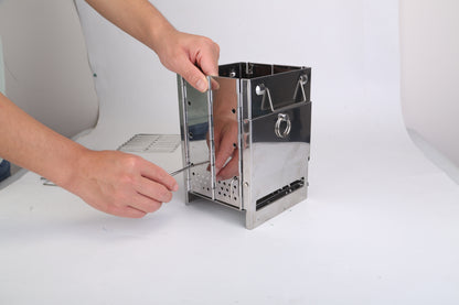 1Pc Portable Backpacking Stove For Camping Hiking Picnic BBQ Outdoor Cooker Folding Travel Charcoal Stove With Handle Carry Bag 2 Bolts