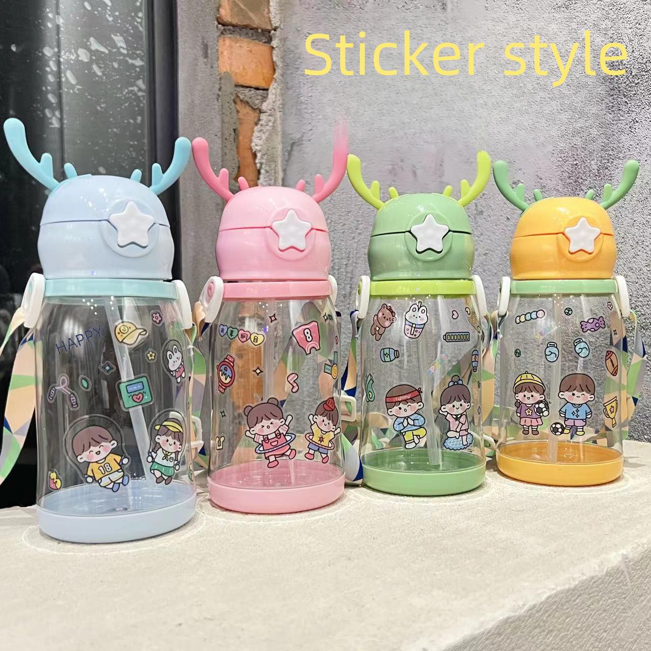 New Internet Red Cup cartoon water Cup children's large capacity antler plastic cup student gift sippy cup wholesale