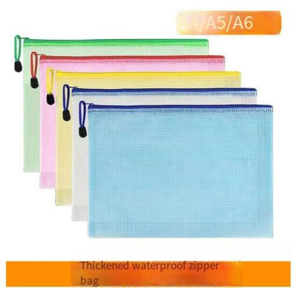 A4 Transparent Grid Bag Thickened Waterproof Test Paper Storage File Bag Zipper Bag File Data a5 Bill Stationery Bag