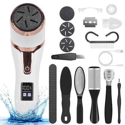 17Pcs Electric Foot Callus Remover With Vacuum Foot Grinder Rechargeable Foot File Dead Skin Pedicure Machine With 3 Grinding Heads 2 Speeds Foot Care Tool