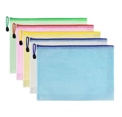 A4 Transparent Grid Bag Thickened Waterproof Test Paper Storage File Bag Zipper Bag File Data a5 Bill Stationery Bag