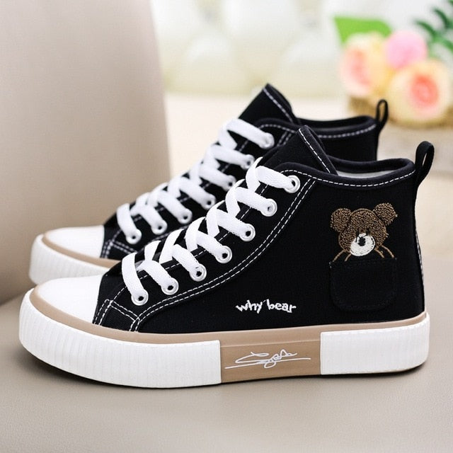Cute Canvas Shoes Women Breathable Sneakers Brand Sport Shoes for Woman Casual Vulcanized Shoe Flats High Top Zapatos Mujer
