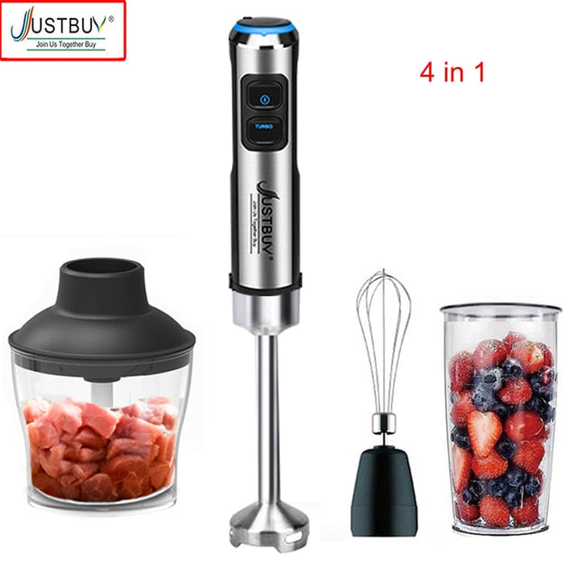 LED Factory Price 1500W 6/4 in 1 Electric Stick Hand Commercial Blender Food Processor Egg Whisk Mixer Juicer Meat Grinder