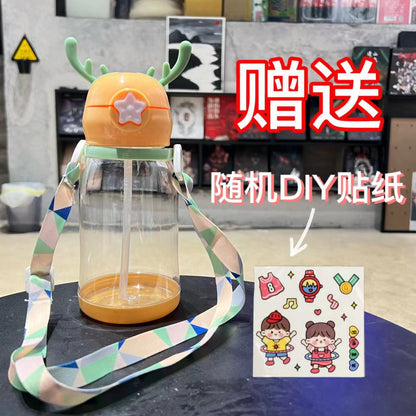 New Internet Red Cup cartoon water Cup children's large capacity antler plastic cup student gift sippy cup wholesale