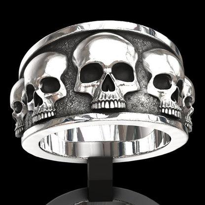 Chenrui Wish Zinc Alloy Mechanical Skull Head Men's Ring with European and American Popular Punk Style Inlaid Ring