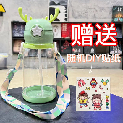 New Internet Red Cup cartoon water Cup children's large capacity antler plastic cup student gift sippy cup wholesale