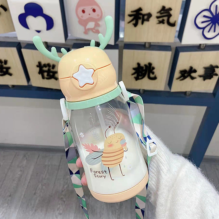 New Internet Red Cup cartoon water Cup children's large capacity antler plastic cup student gift sippy cup wholesale