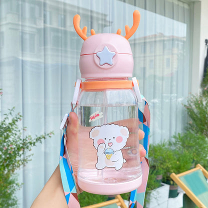 New Internet Red Cup cartoon water Cup children's large capacity antler plastic cup student gift sippy cup wholesale