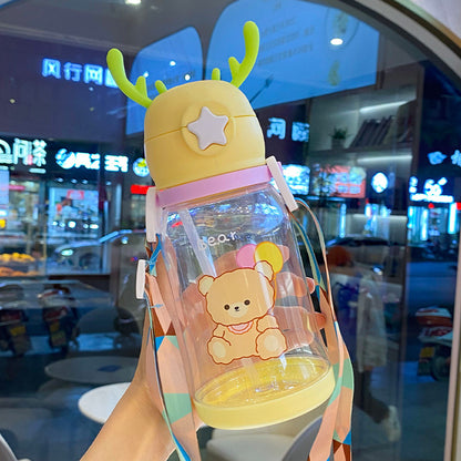 New Internet Red Cup cartoon water Cup children's large capacity antler plastic cup student gift sippy cup wholesale