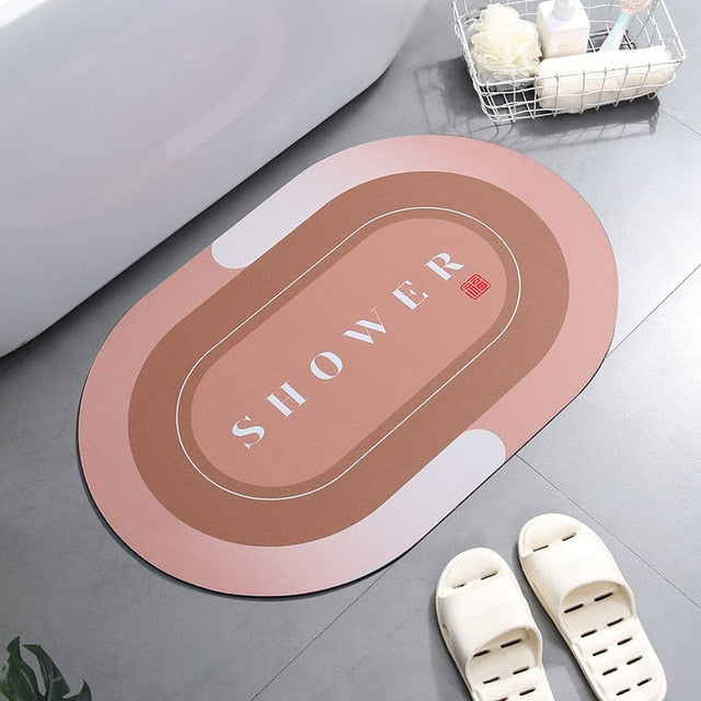 Super Absorbent Shower Bath Mat Bathroom Anti-Slip Carpet Rug Simple Kitchen Entrance Soft Door Bathtub Side Bath Mat Home Decor