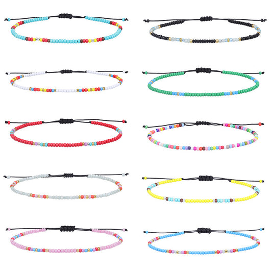 Amazon's best-selling colorful rice bead woven ankle bracelet, summer beach surfing foot accessories manufacturer in stock