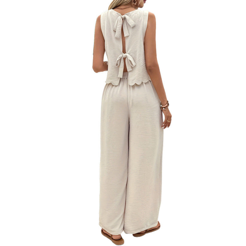 Casual Sleeveless Vest Casual Trousers Suit Summer Tank Top Casual Pants Set For Daily Wear Women's Clothing