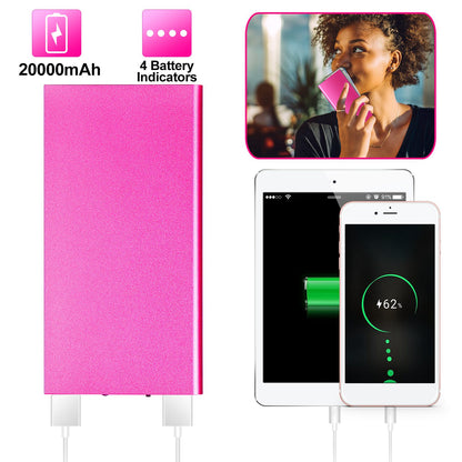 20000mAh Power Bank Ultra-thin External Battery Pack Phone Charger Dual USB Port