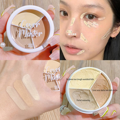 3 Color Concealer Palette Makeup Foundation Cream Waterproof Long Lasting Contour Palette Cover Dark Circles Acne Marks Brighten