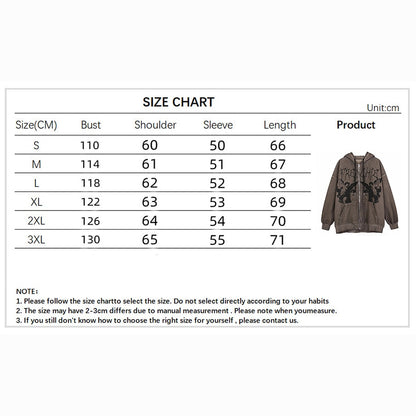 2023 Women Hip Hop Streetwear Hoodies Women zip up hoodie Angel Dark Print Jacket Coat Goth Harajuku y2k Clothes