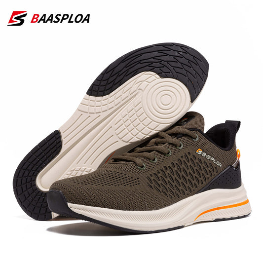 Baasploa 2022 Men Knit Casual Walking Shoes Breathable Trendy Sneakers Original Light Weight Shock Absorption Trail Running Shoe