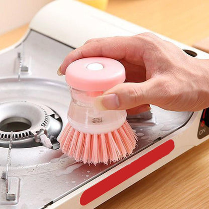 Kitchen Wash Pot Dish Brush Washing Utensils with Washing Up Liquid Soap Dispenser Household Cleaning Accessories