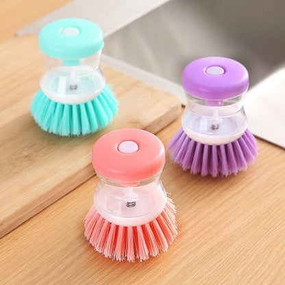 Kitchen Wash Pot Dish Brush Washing Utensils with Washing Up Liquid Soap Dispenser Household Cleaning Accessories