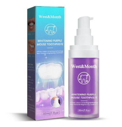 V34 Whitening Fresh Breath Brightening Purple Toothpaste Remove Stain Reduce Yellowing Care For Teeth Gums Oral 30ml Hot Selling