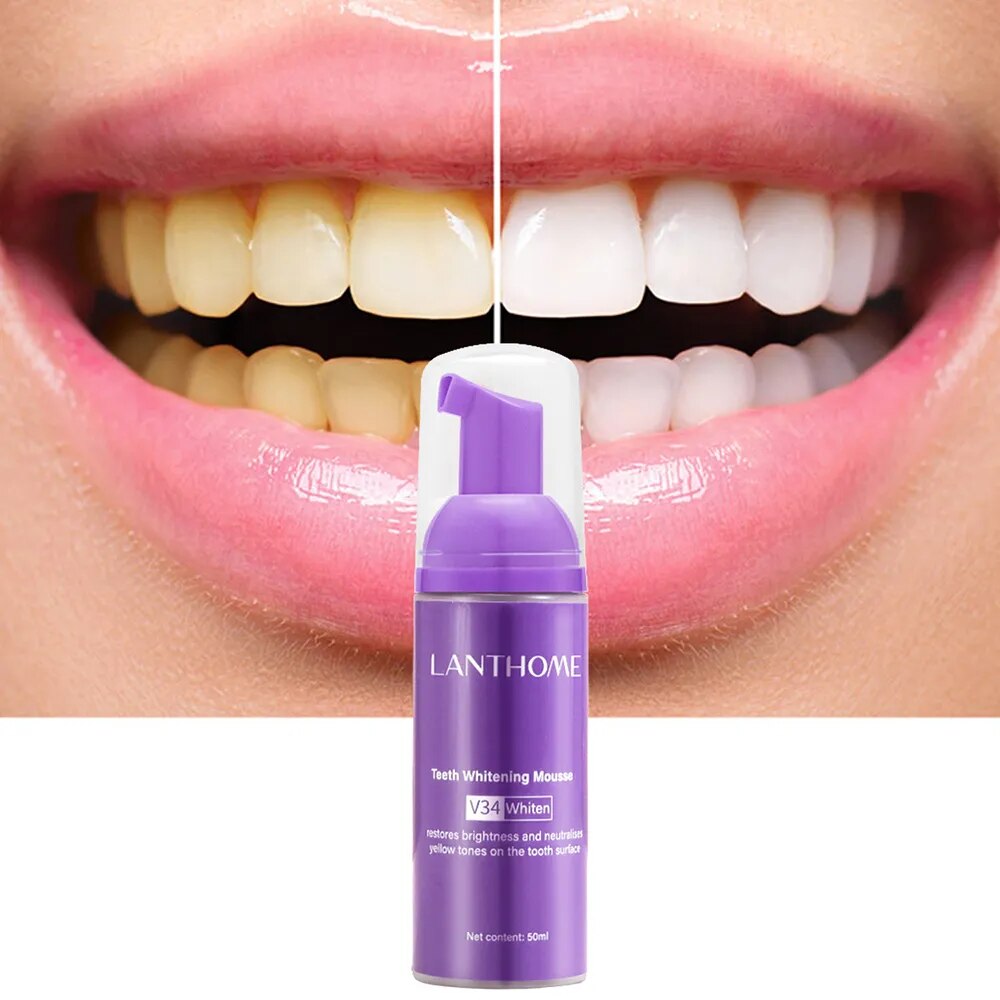 50ml Toothpaste Mousse V34 Teeth Cleaning Whitening Toothpaste Yellow Teeth Removing Tooth Stains Oral Cleaning Hygiene 2023