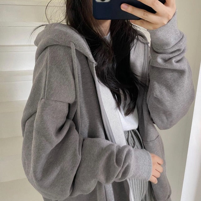 Women Vintage Zip Up Hoodies Harajuku Casual Letter Print Long Sleeve Loose Hooded Sweatshirts Goth Streetwear Jackets Coats Y2k