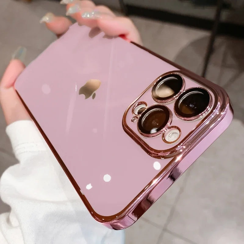 Luxury New High Quality Plating Clear Not Yellowing Case For IPhone 15 14 11 12 13 14 Pro Max Mini XS X 15 Plus Shockproof Cover