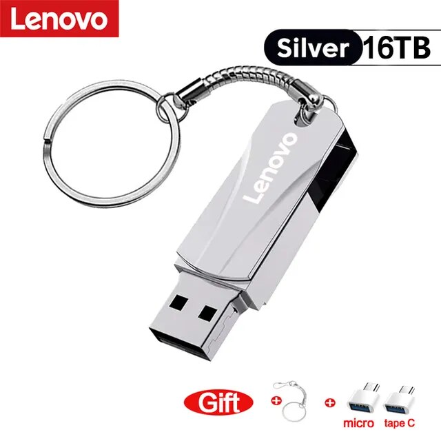 Lenovo Metal 2TB USB Disk Flash Drive USB 3.0 High Speed File Transfer 16TB 8TB Ultra-large Capacity Waterproof Mechanical Style