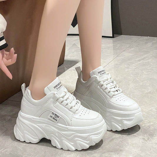 Rimocy White Black Chunky Sneakers Women Spring Autumn Thick Bottom Dad Shoes Woman Fashion PU Leather Platform Sneakers Ladies