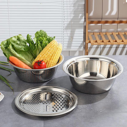 3 In 1 Stainless Steel Vegetable Cutter Slicer Basin