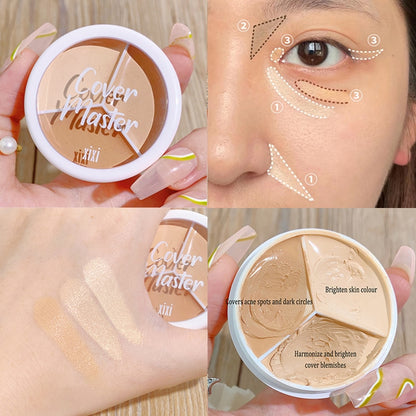 3 Color Concealer Palette Makeup Foundation Cream Waterproof Long Lasting Contour Palette Cover Dark Circles Acne Marks Brighten