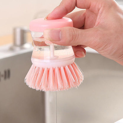 Kitchen Wash Pot Dish Brush Washing Utensils with Washing Up Liquid Soap Dispenser Household Cleaning Accessories